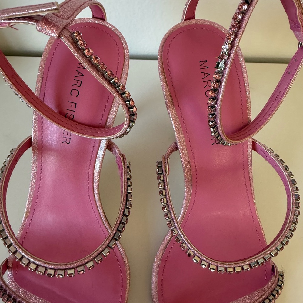 Marc Fisher Denzi Rhinestone Ankle Strap Sandal  – Size 7
